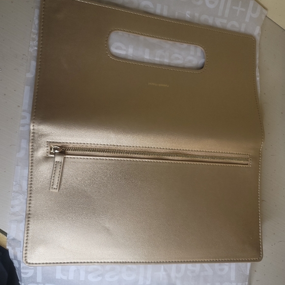 Gold Vegan Leather Clutch Bag & Wallet - Picture 9 of 13